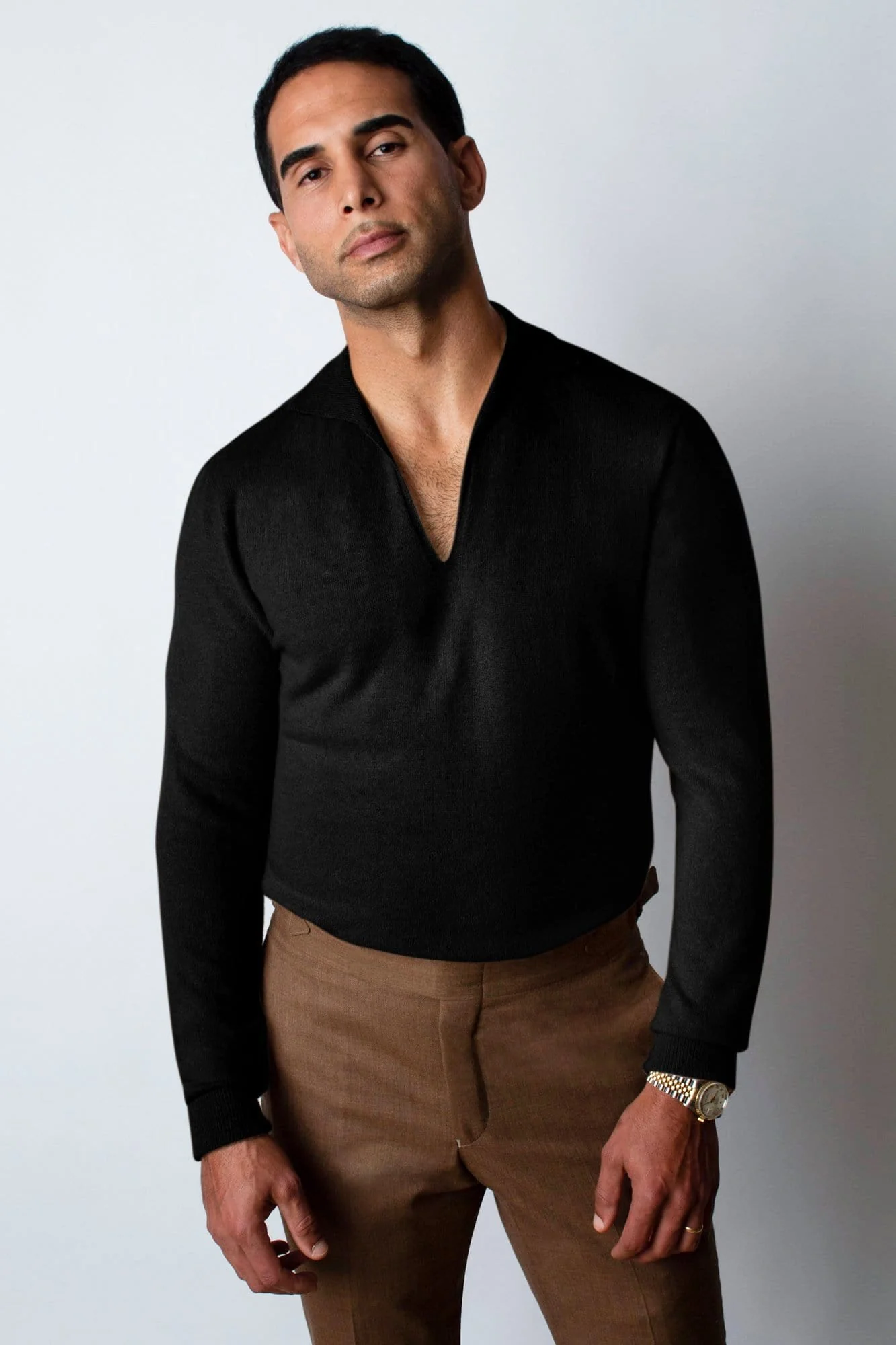 Myles Cashmere Long-Sleeve Polo - Image 27
