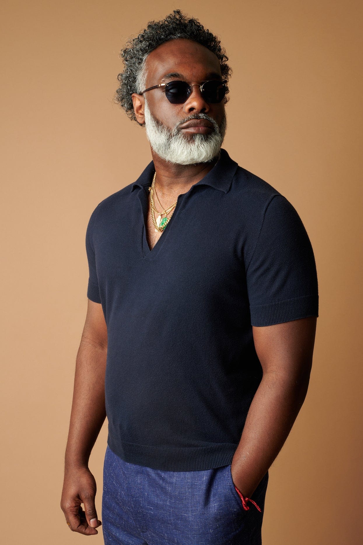 Rocky V-Neck Cotton Polo - Image 18
