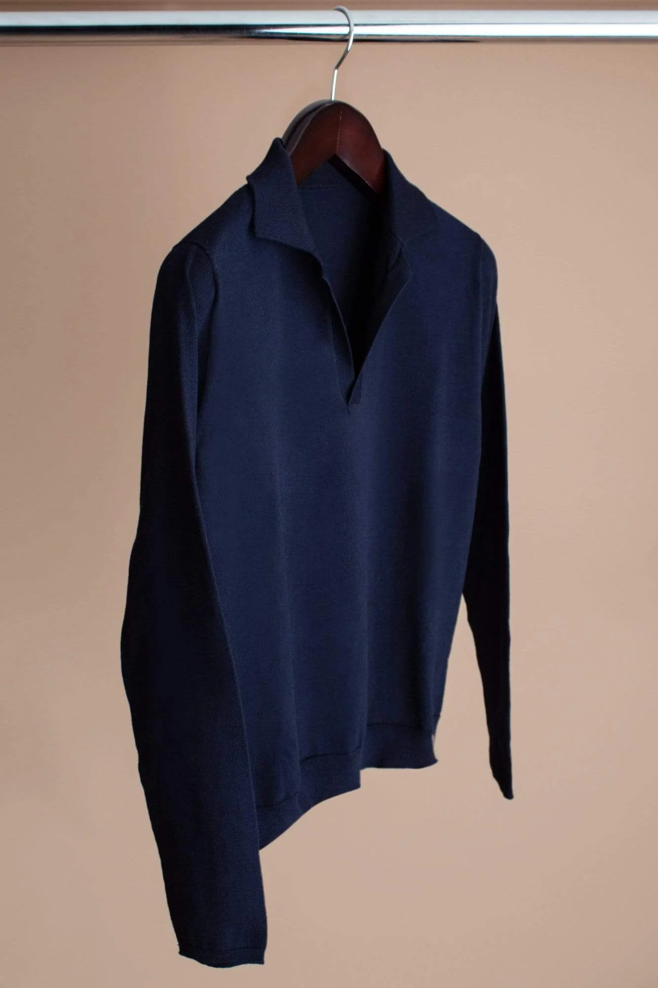 Richard Long-Sleeve Cotton V-Neck Polo - Image 14