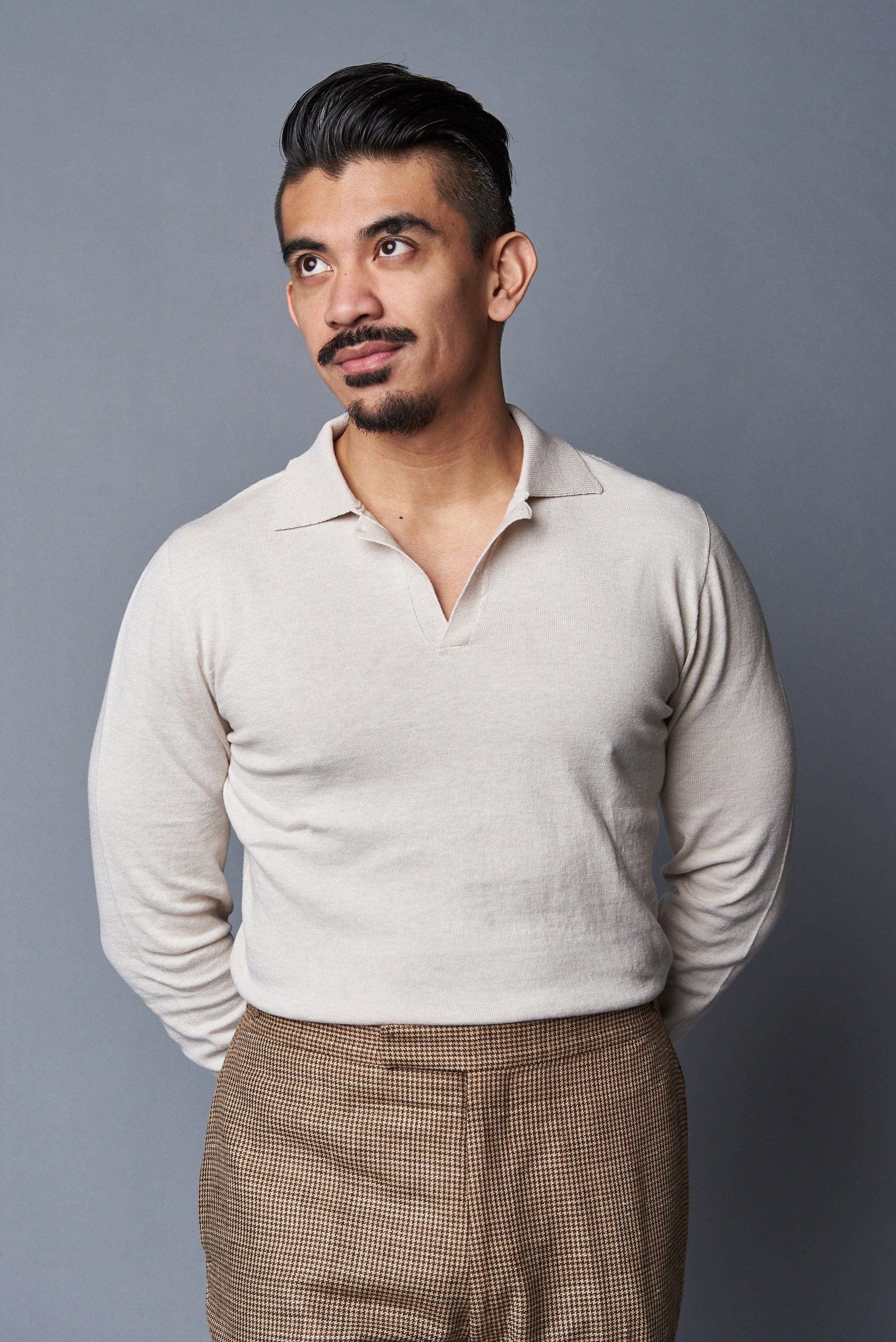Richard Long-Sleeve Cotton V-Neck Polo - Image 29