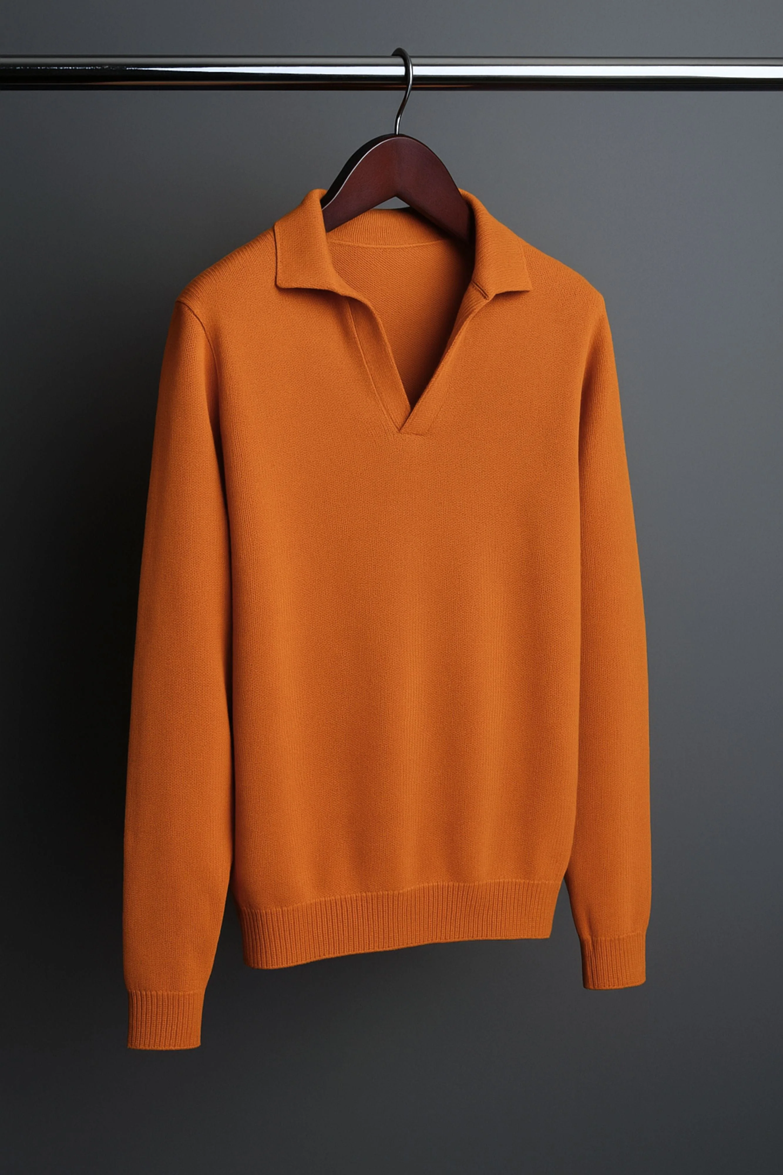Richard Long-Sleeve Cotton V-Neck Polo - Image 36