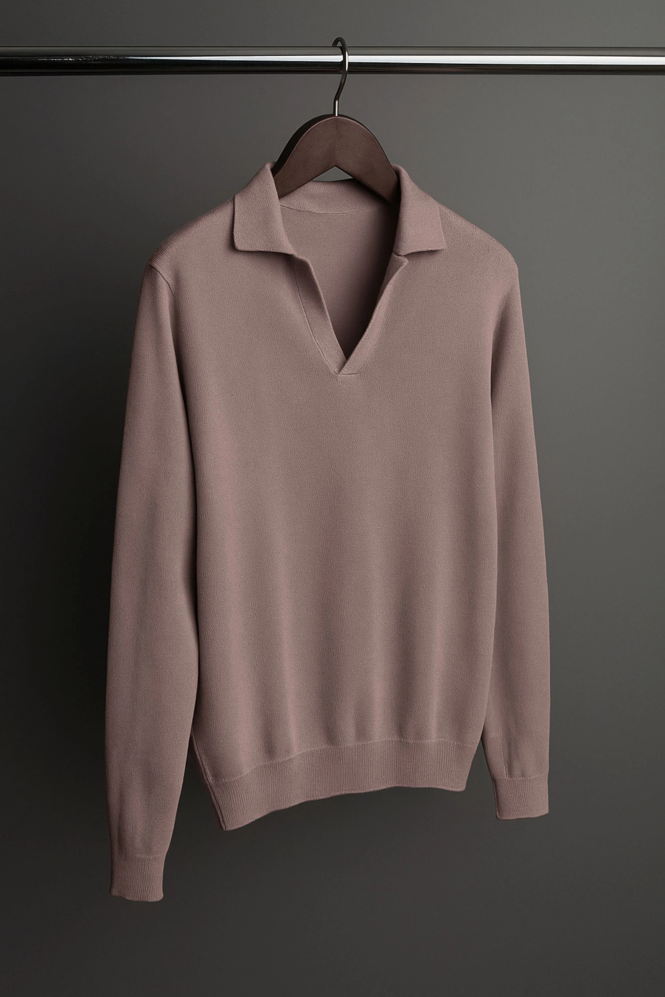 Richard Long-Sleeve Cotton V-Neck Polo - Image 37