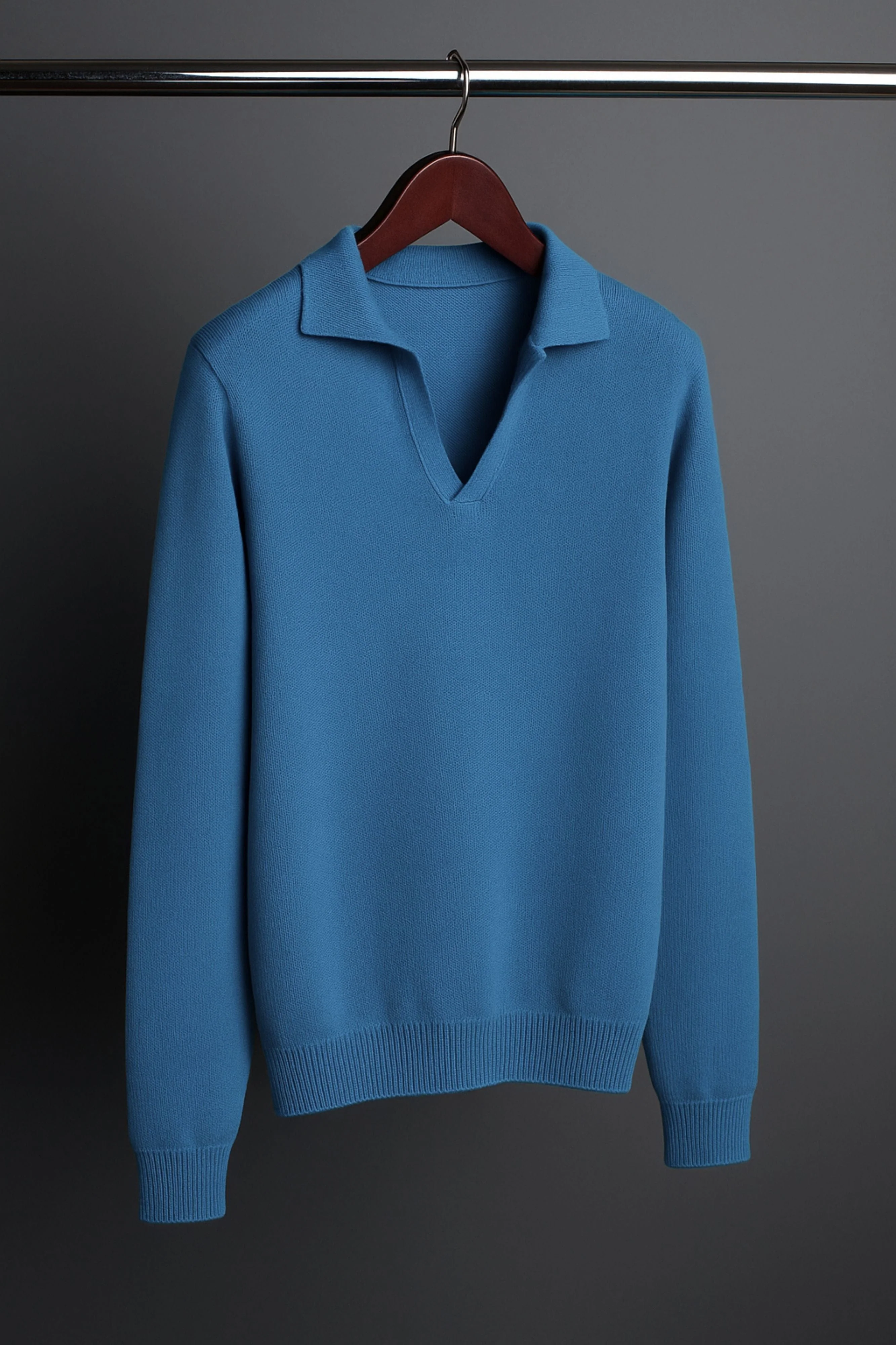 Richard Long-Sleeve Cotton V-Neck Polo - Image 38