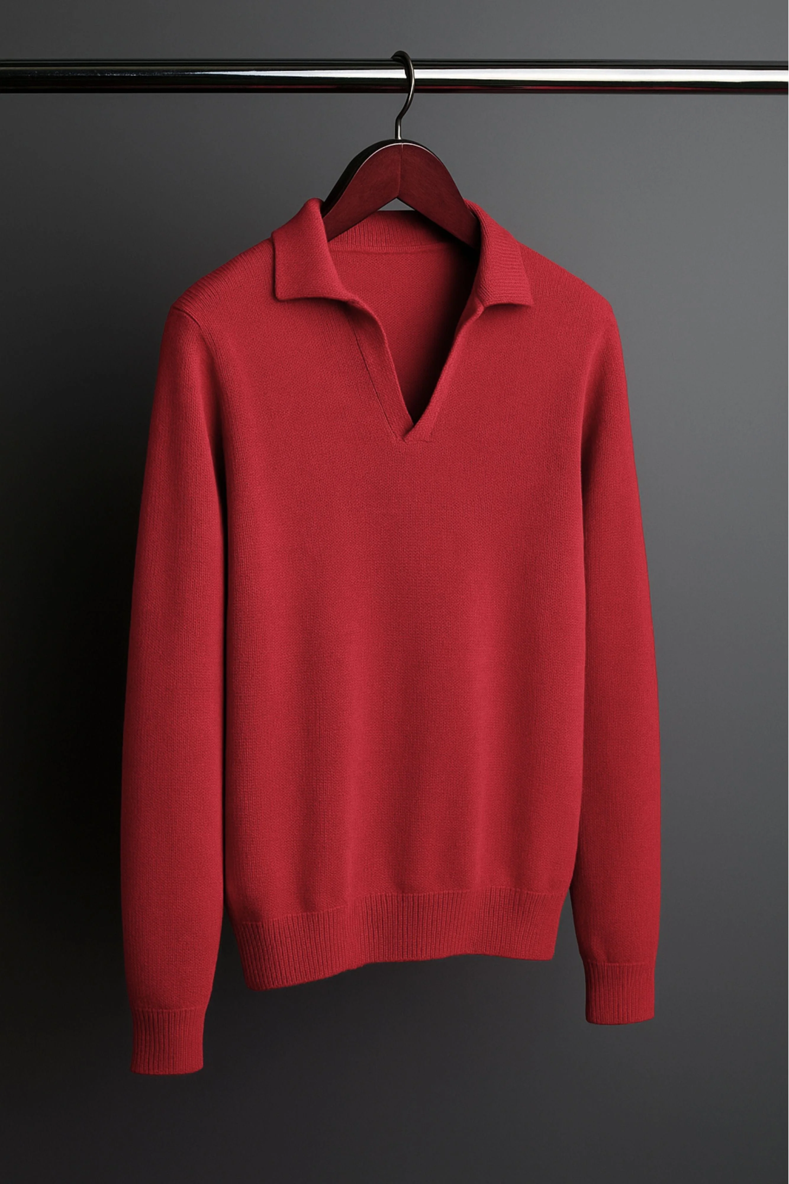Richard Long-Sleeve Cotton V-Neck Polo - Image 39
