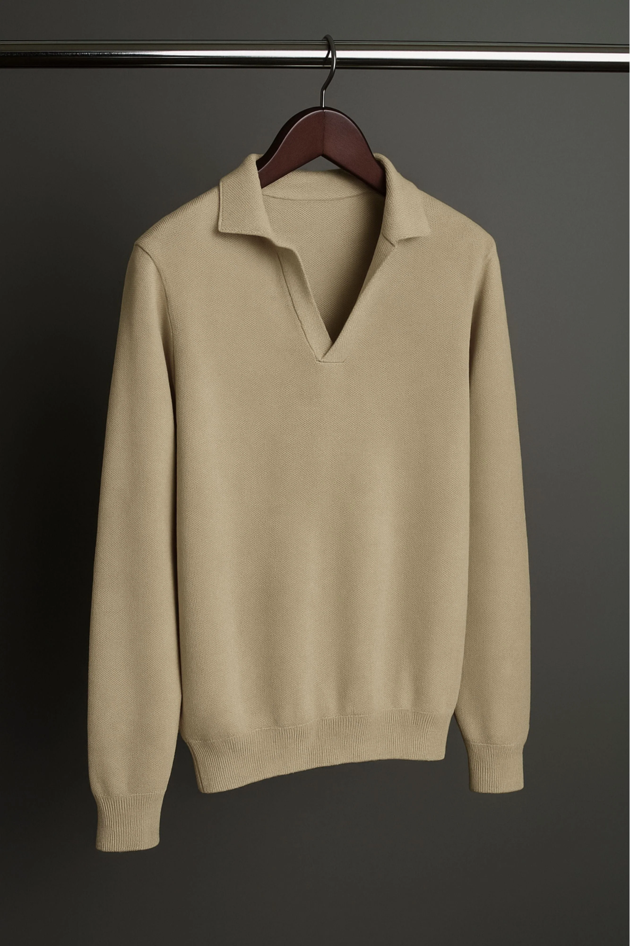 Richard Long-Sleeve Cotton V-Neck Polo - Image 40