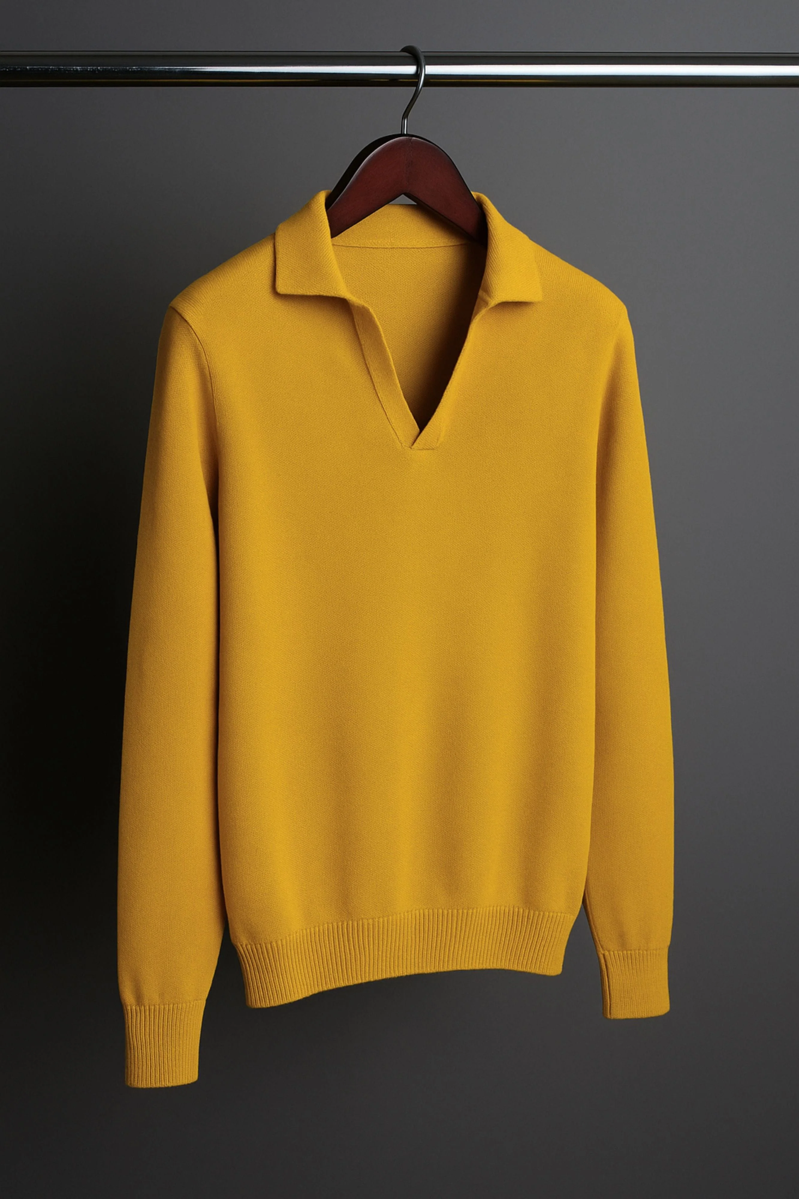 Richard Long-Sleeve Cotton V-Neck Polo - Image 41