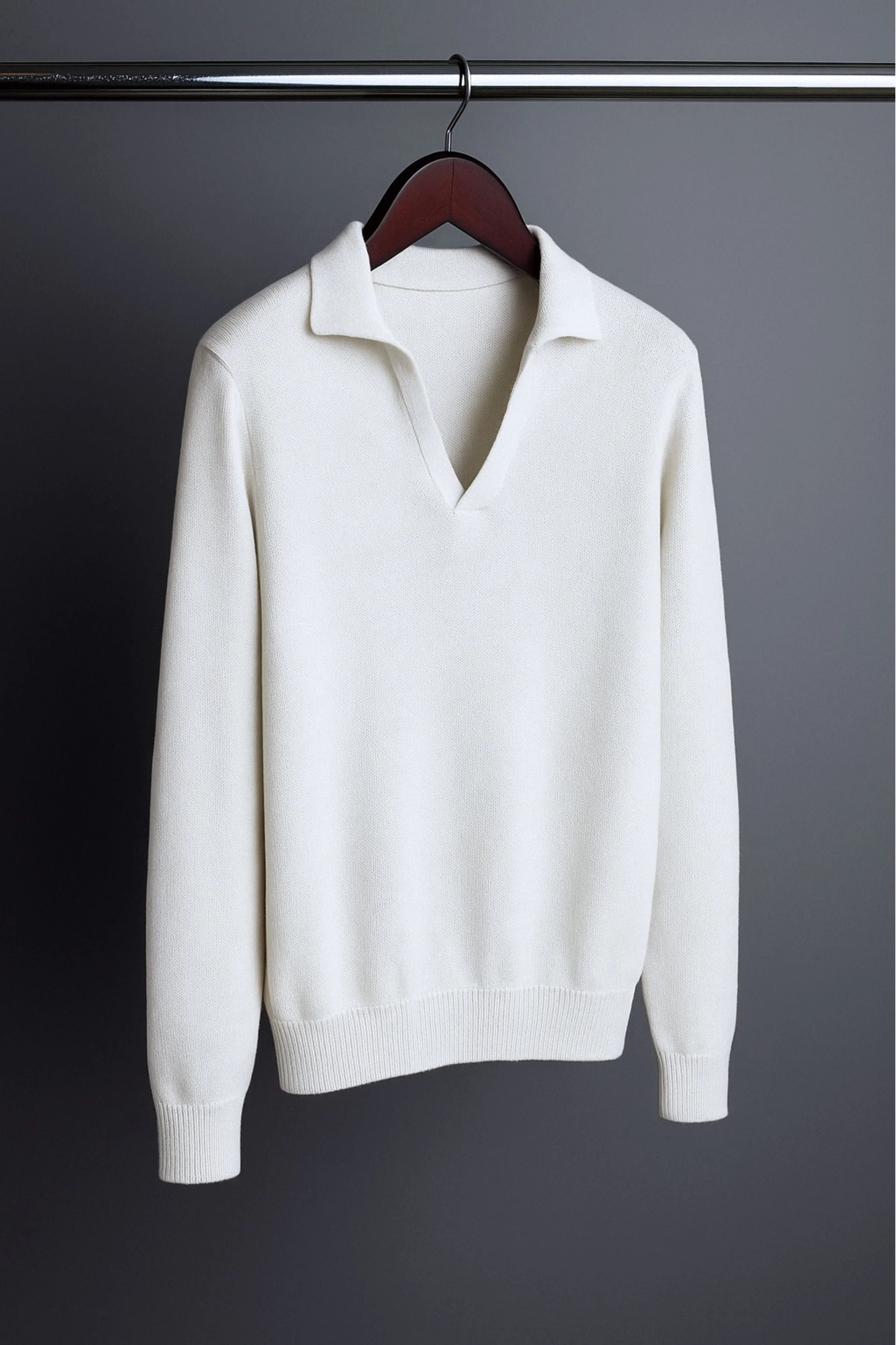 Richard Long-Sleeve Cotton V-Neck Polo - Image 42