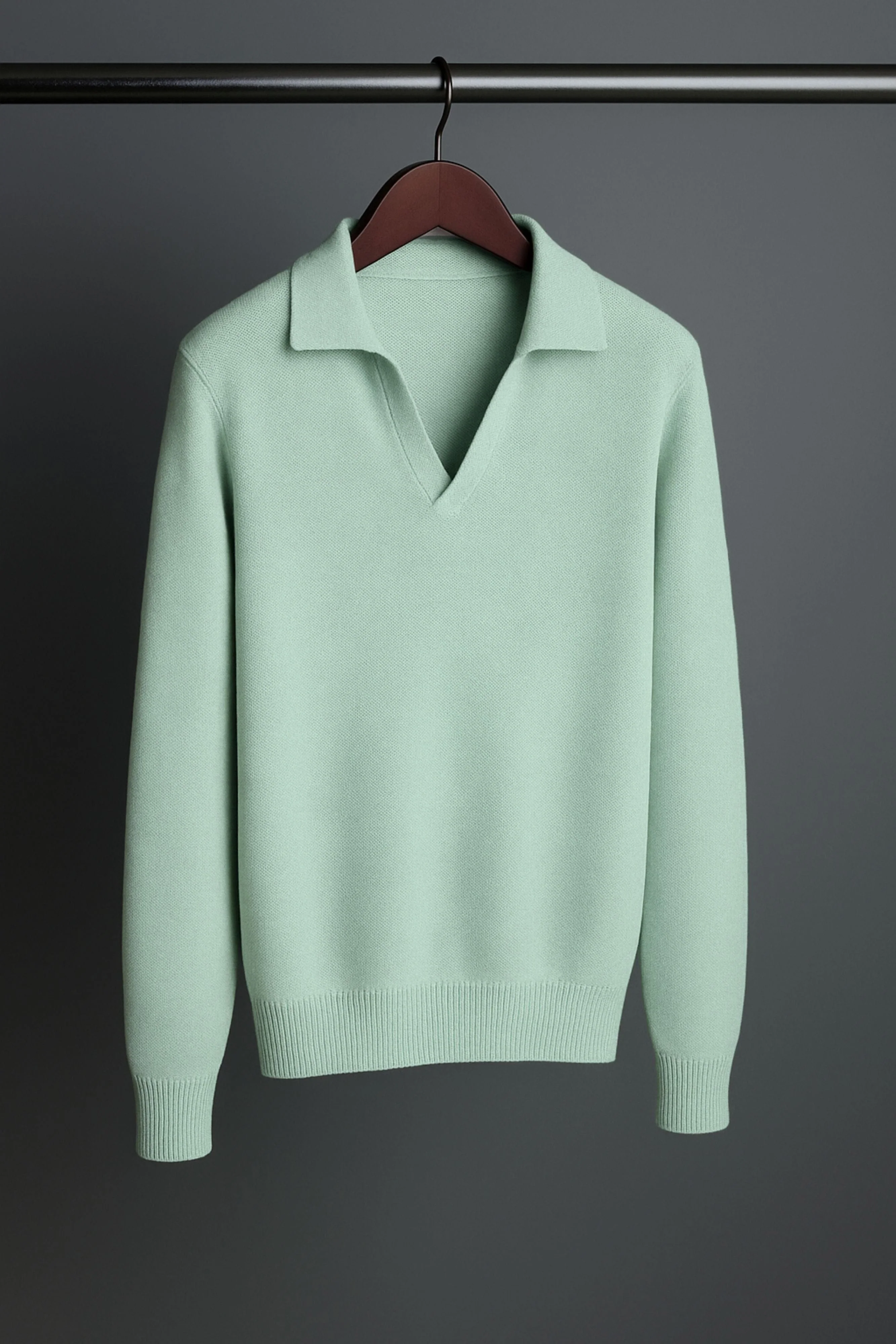 Richard Long-Sleeve Cotton V-Neck Polo - Image 43