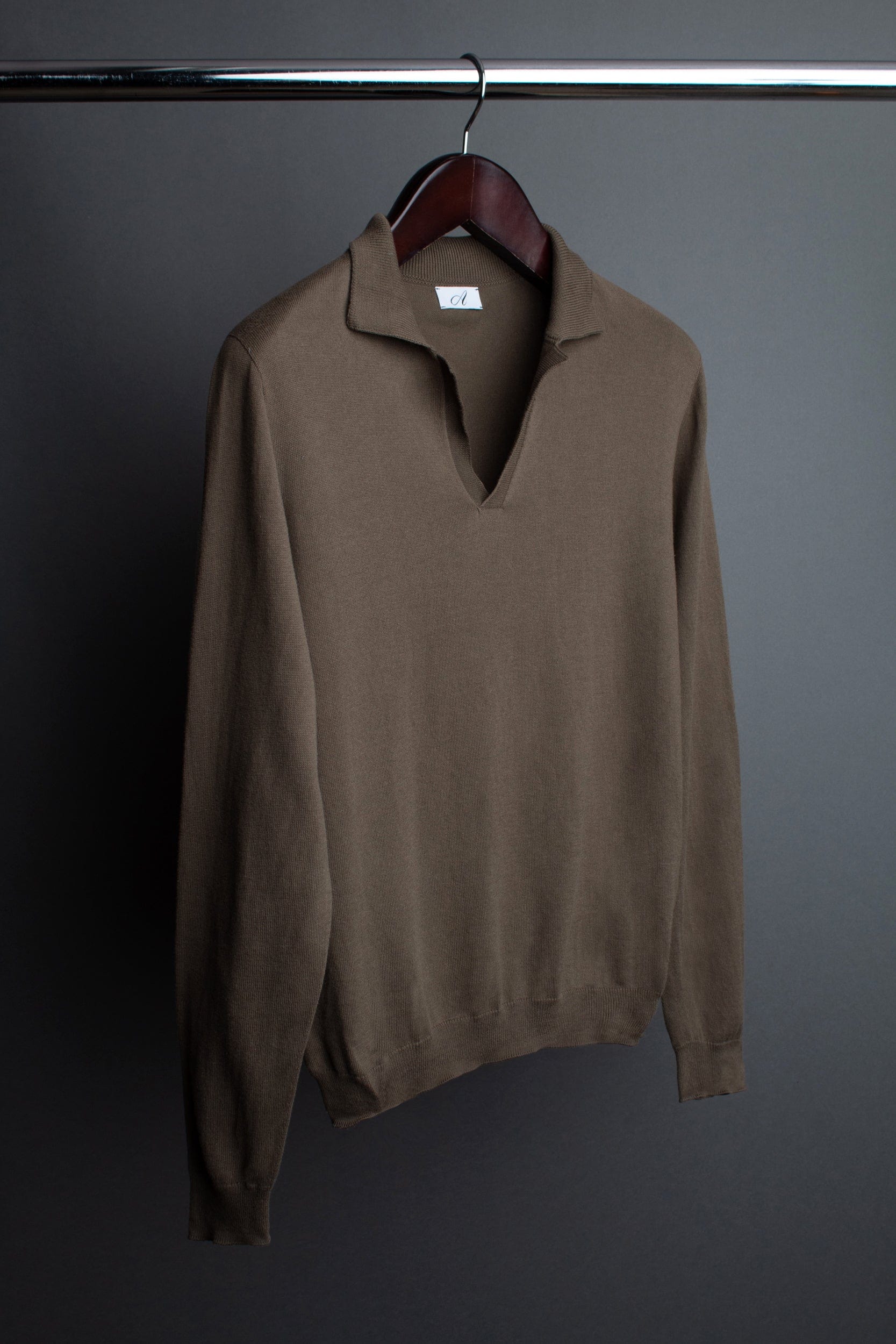 Richard Long-Sleeve Cotton V-Neck Polo - Image 6