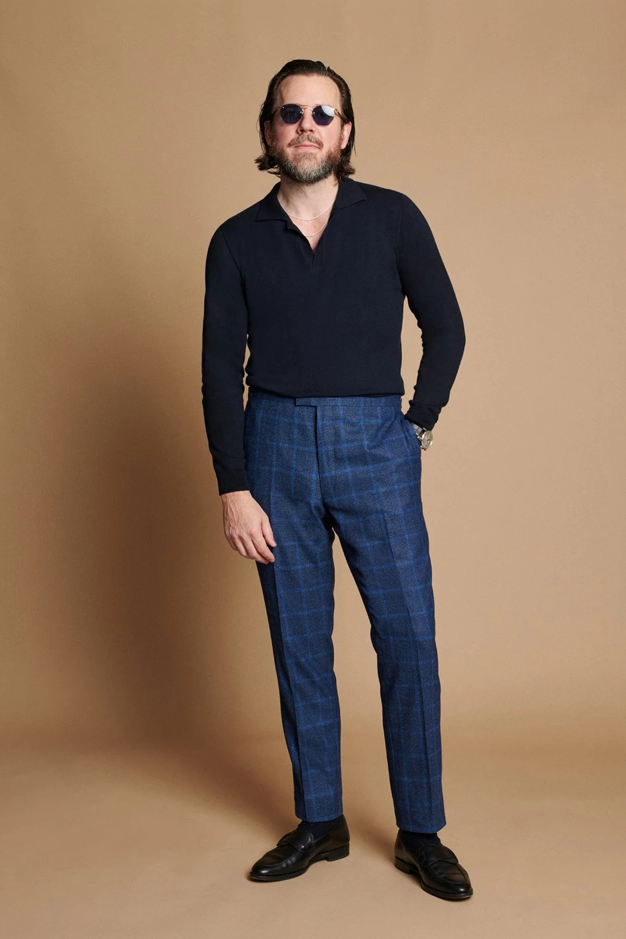 Richard Long-Sleeve Cotton V-Neck Polo - Image 9