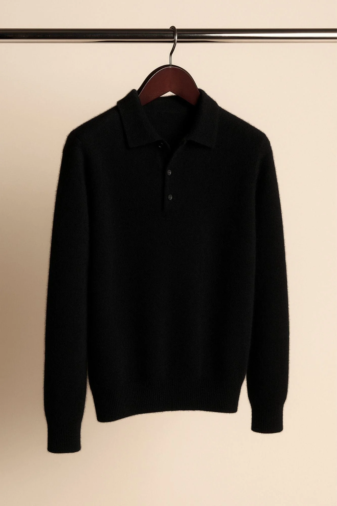 Made-to-Measure Cashmere Long-Sleeve Polo - Image 3