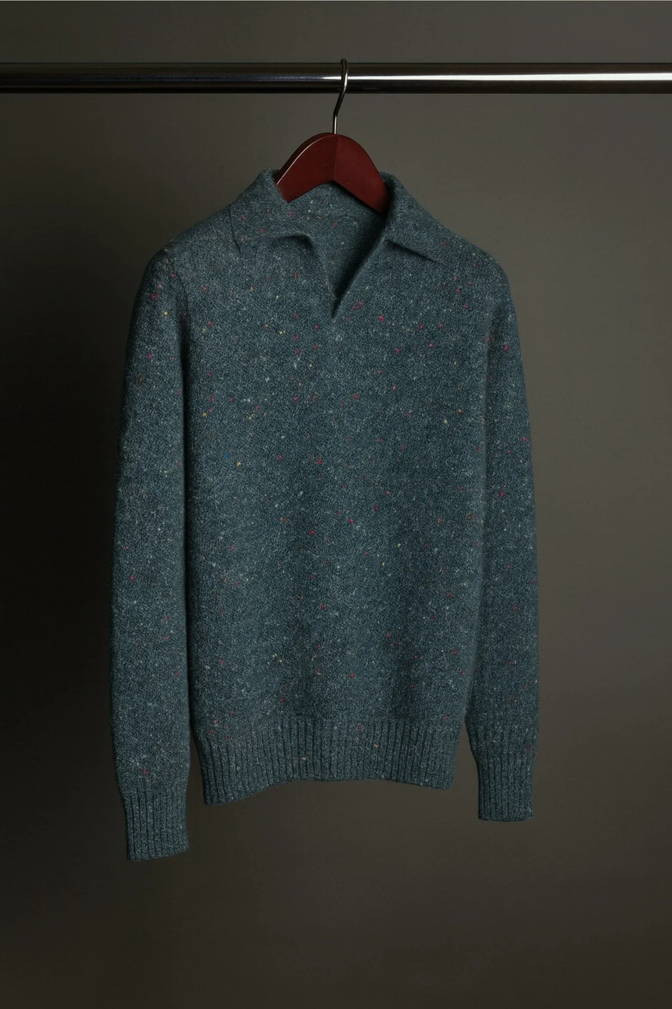Made-to-Measure Cashmere Long Sleeve V-Neck Polo - Image 10