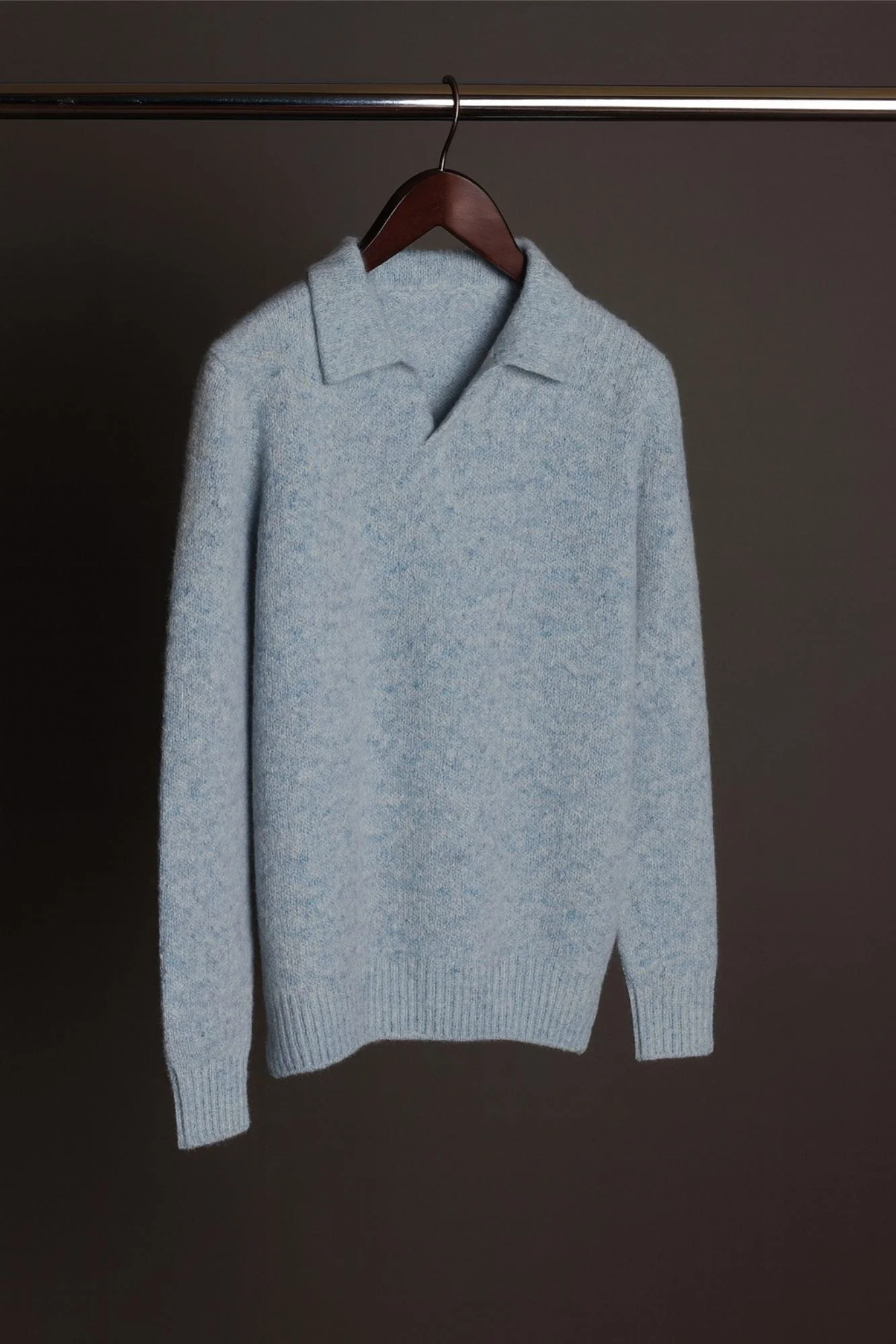Made-to-Measure Cashmere Long Sleeve V-Neck Polo - Image 12