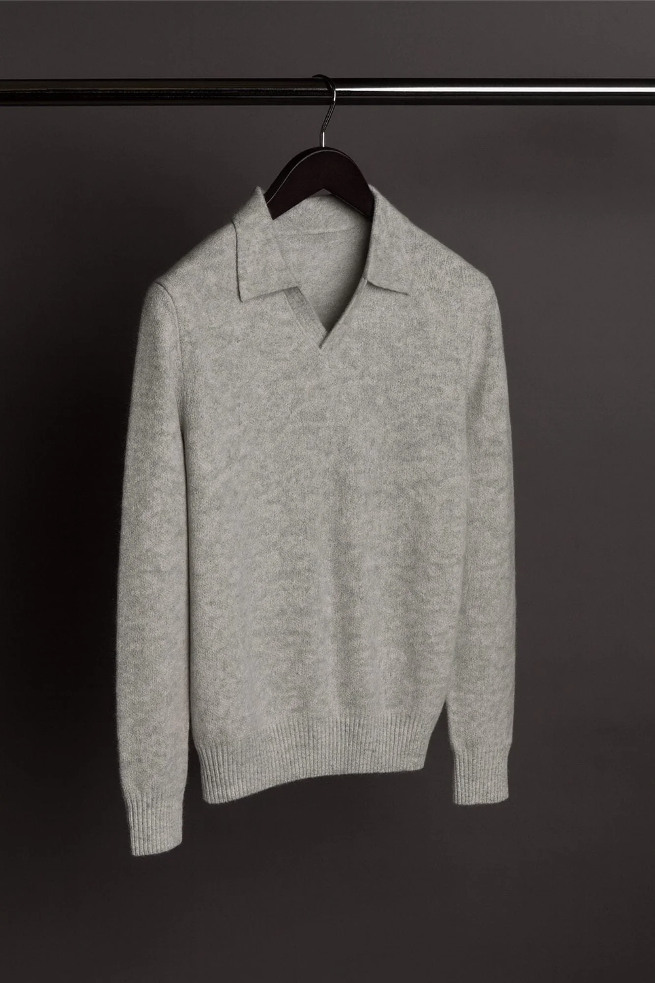 Made-to-Measure Cashmere Long Sleeve V-Neck Polo - Image 13