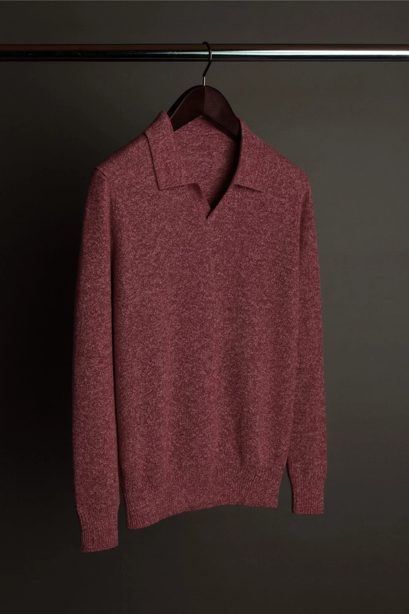 Made-to-Measure Cashmere Long Sleeve V-Neck Polo - Image 16