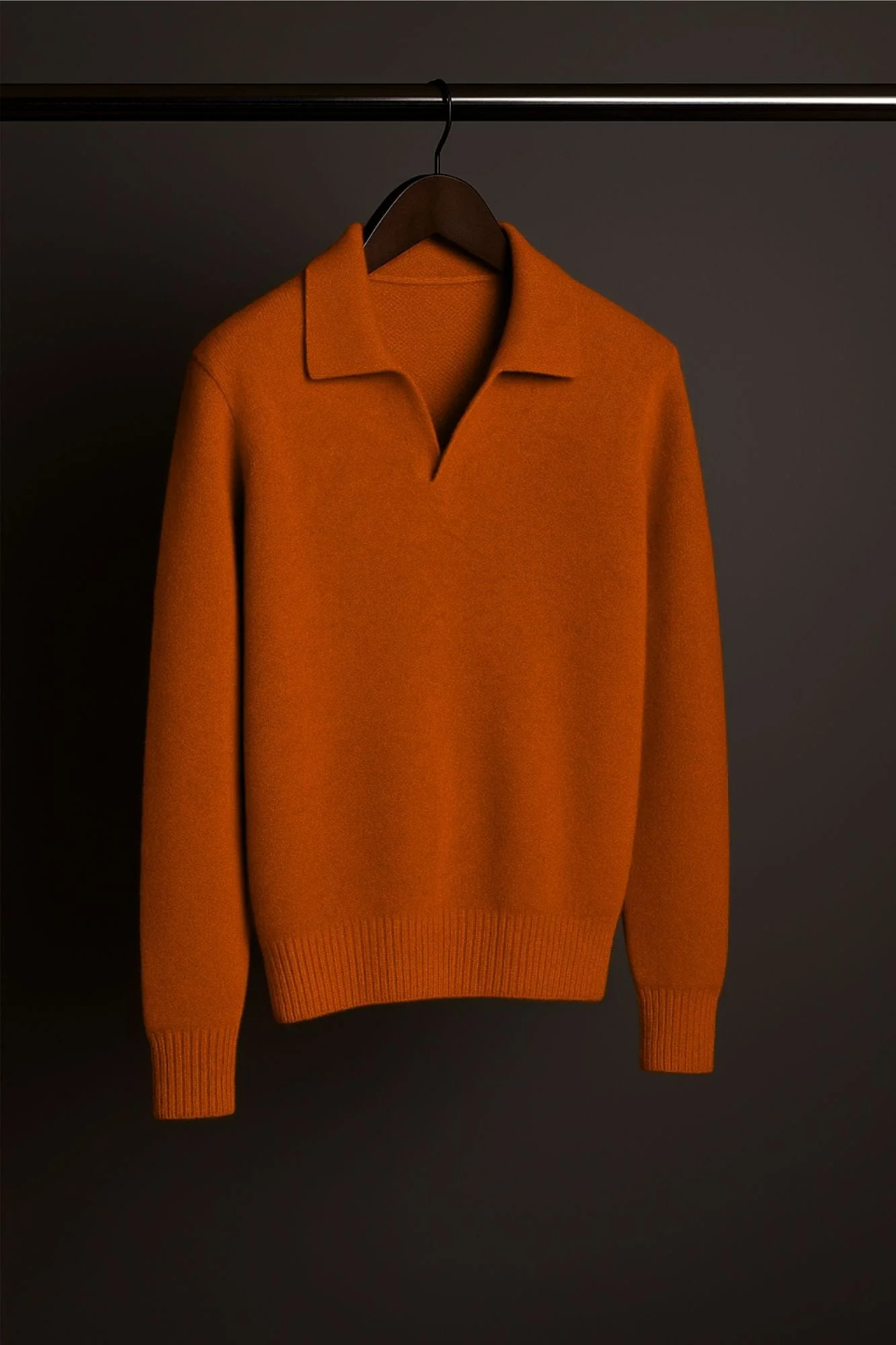 Made-to-Measure Cashmere Long Sleeve V-Neck Polo - Image 18