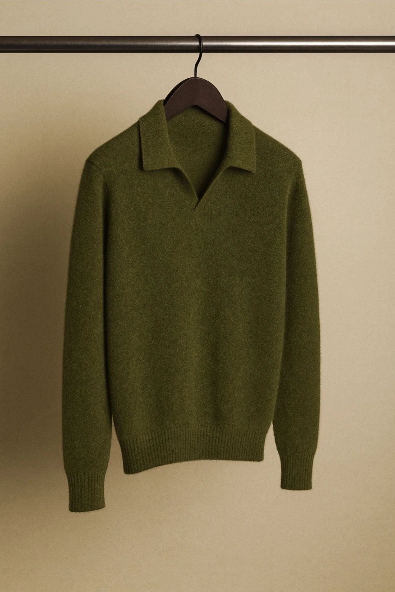 Made-to-Measure Cashmere Long Sleeve V-Neck Polo - Image 19