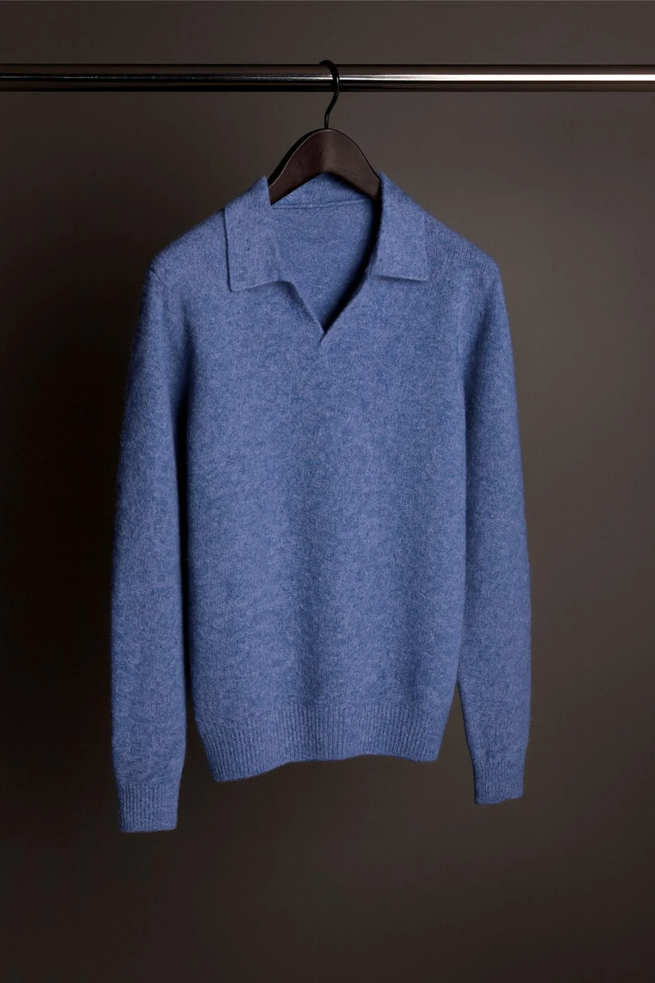 Made-to-Measure Cashmere Long Sleeve V-Neck Polo - Image 20
