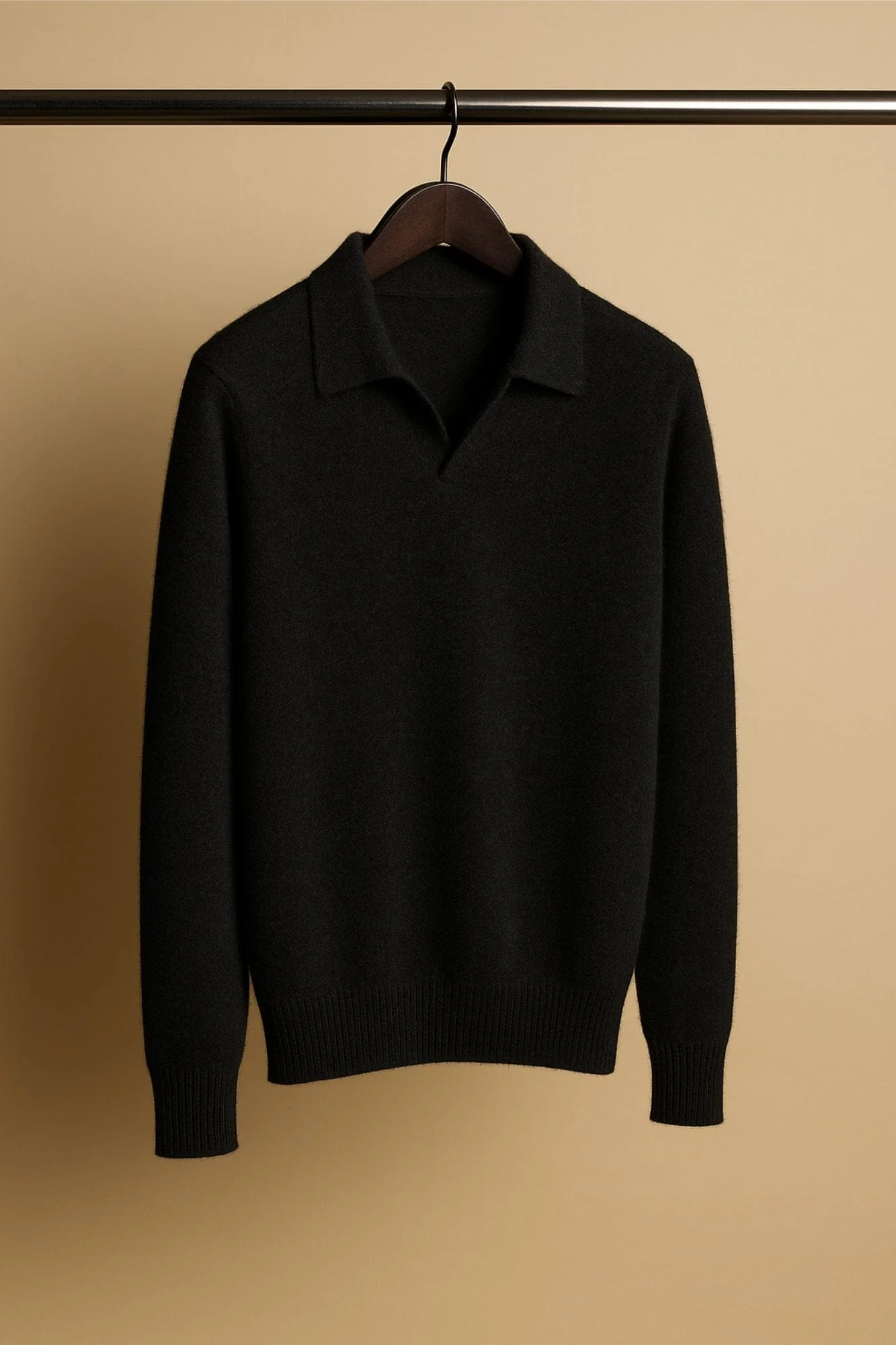 Made-to-Measure Cashmere Long Sleeve V-Neck Polo - Image 6