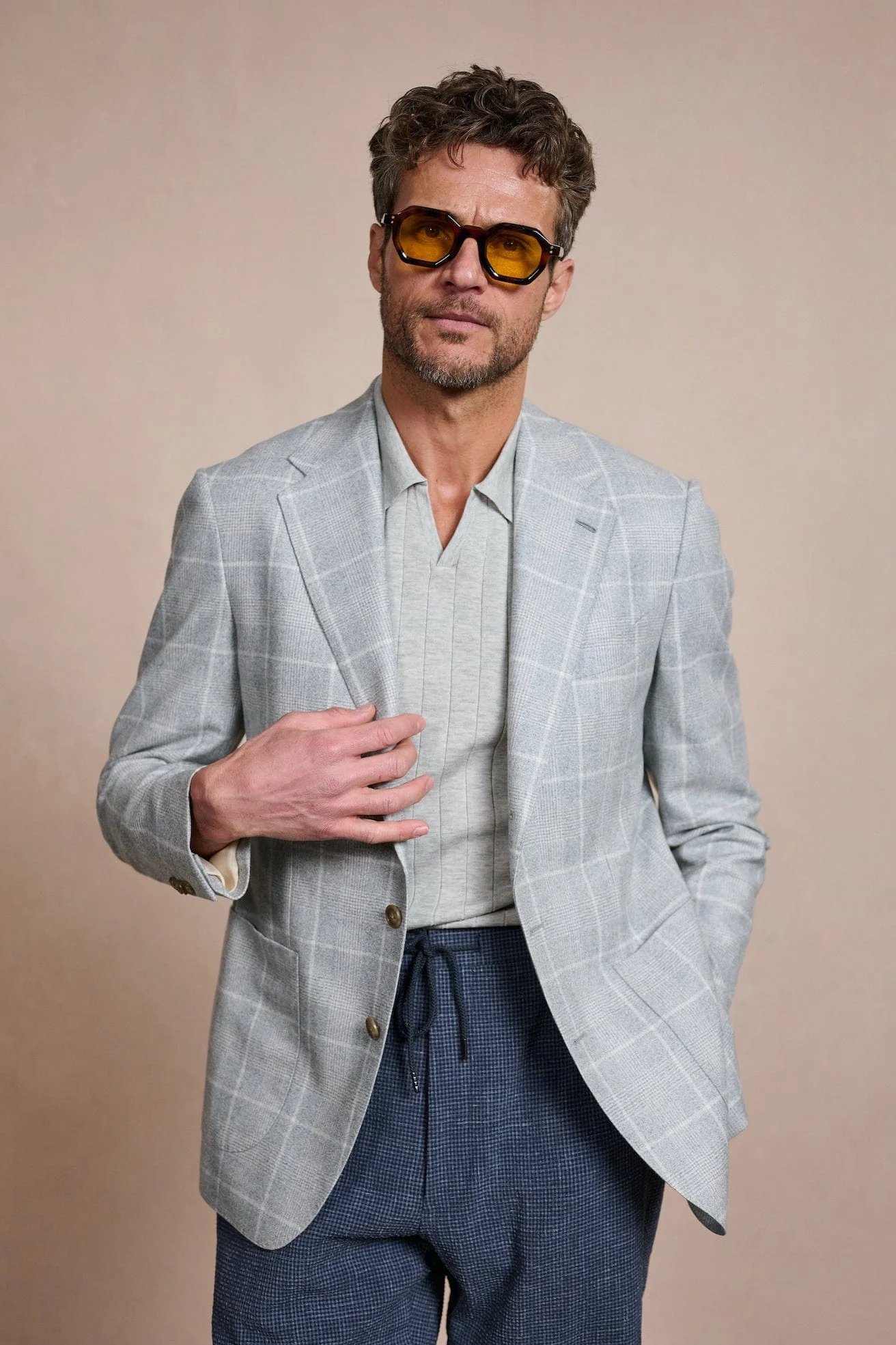 Made-to-Measure Cotton & Silk V-Neck Polo - Image 3