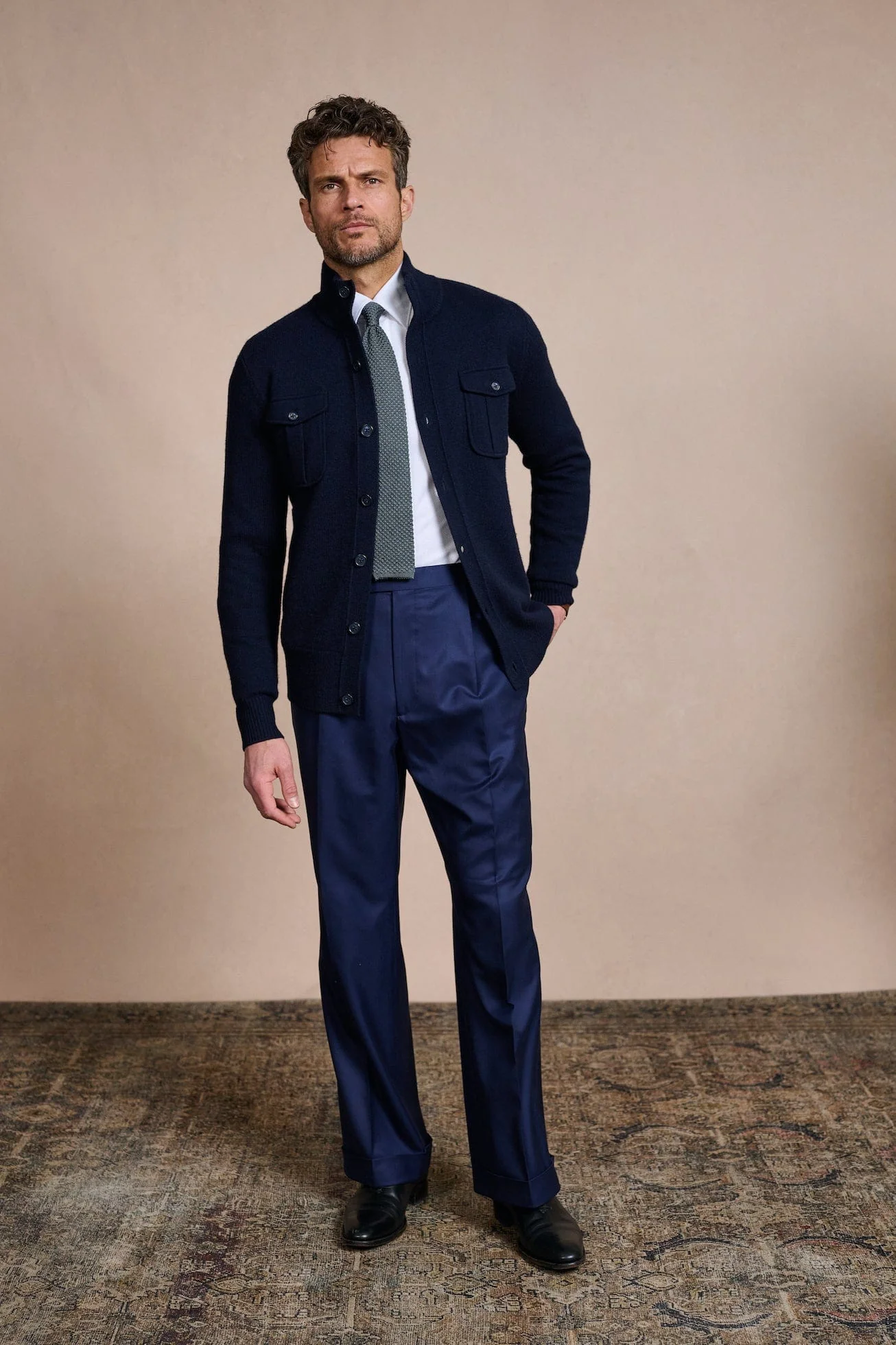 Made-to-Measure Wool & Cashmere Field Cardigan - Image 10