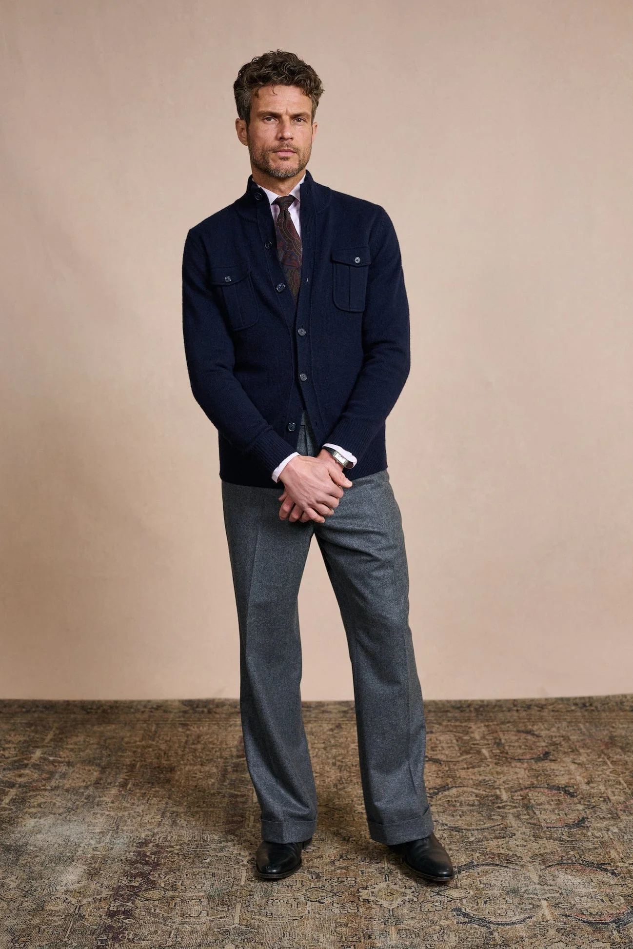 Made-to-Measure Wool & Cashmere Field Cardigan - Image 13