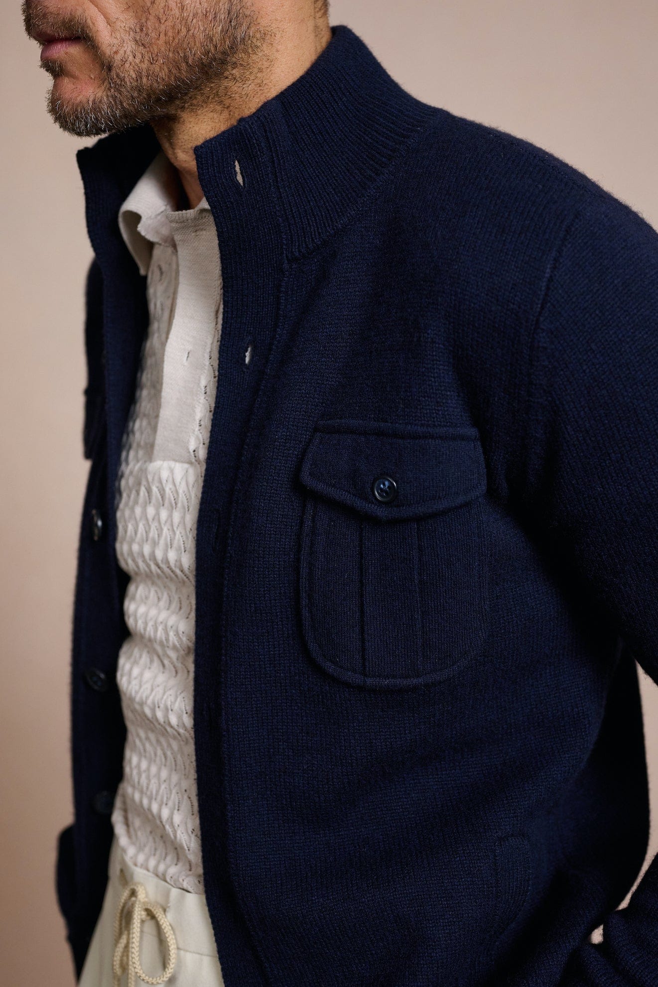 Made-to-Measure Wool & Cashmere Field Cardigan - Image 7