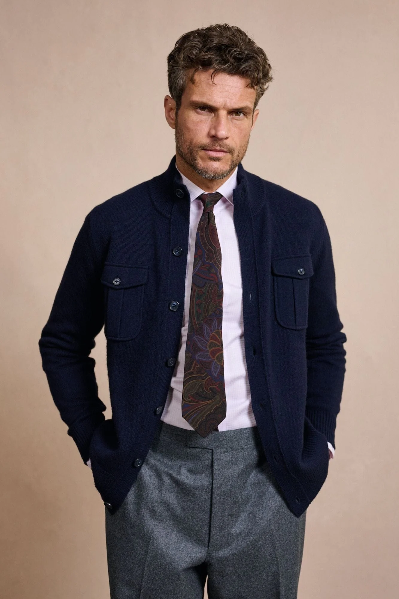 Made-to-Measure Wool & Cashmere Field Cardigan - Image 8