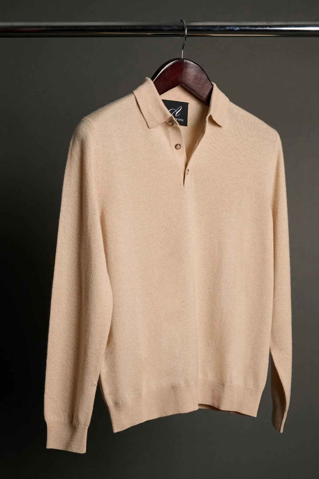 Made-to-Measure Wool & Cashmere V-Neck Polo - Image 6