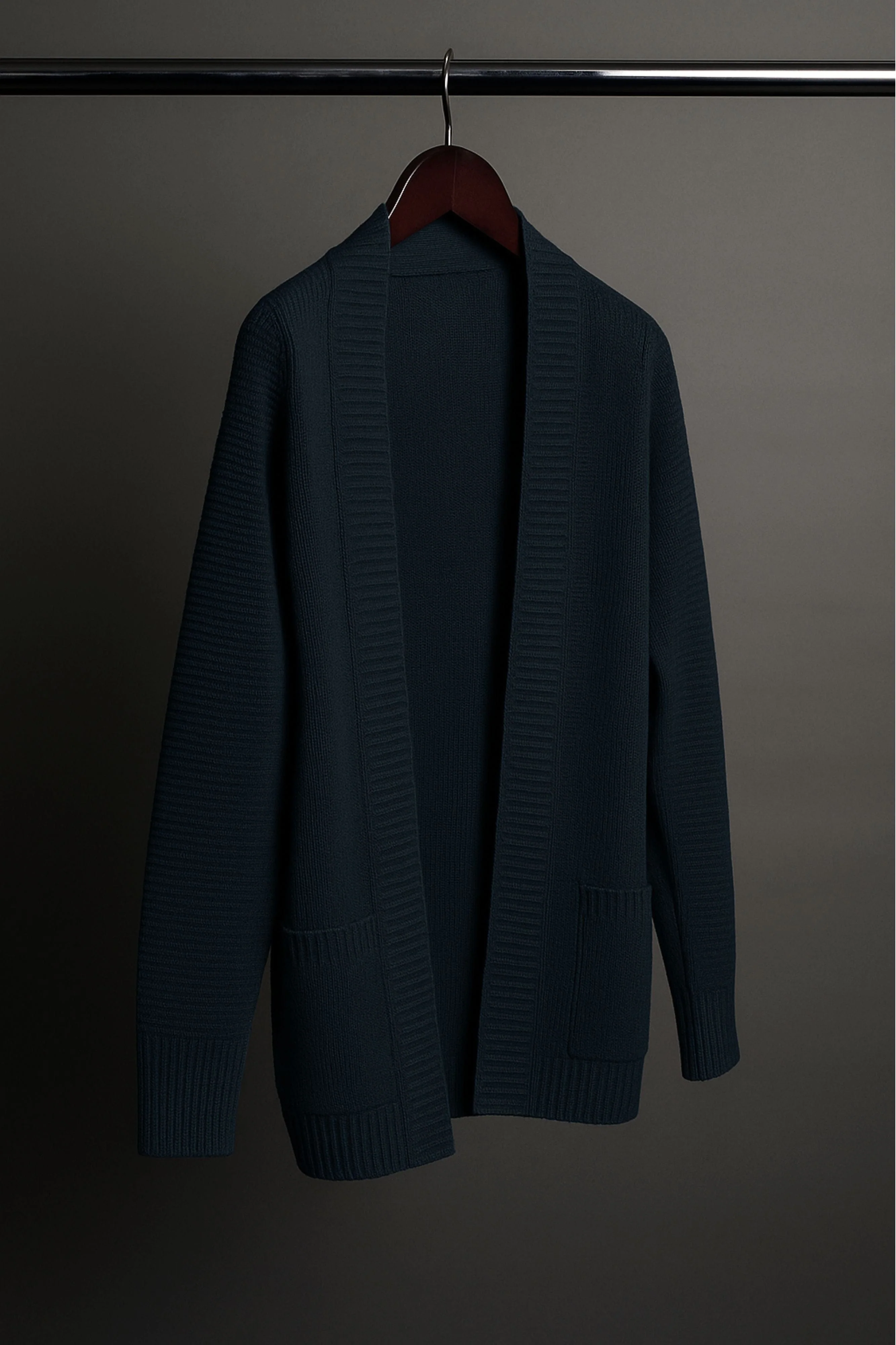 Leo Ribbed Merino Shawl Cardigan - Image 20