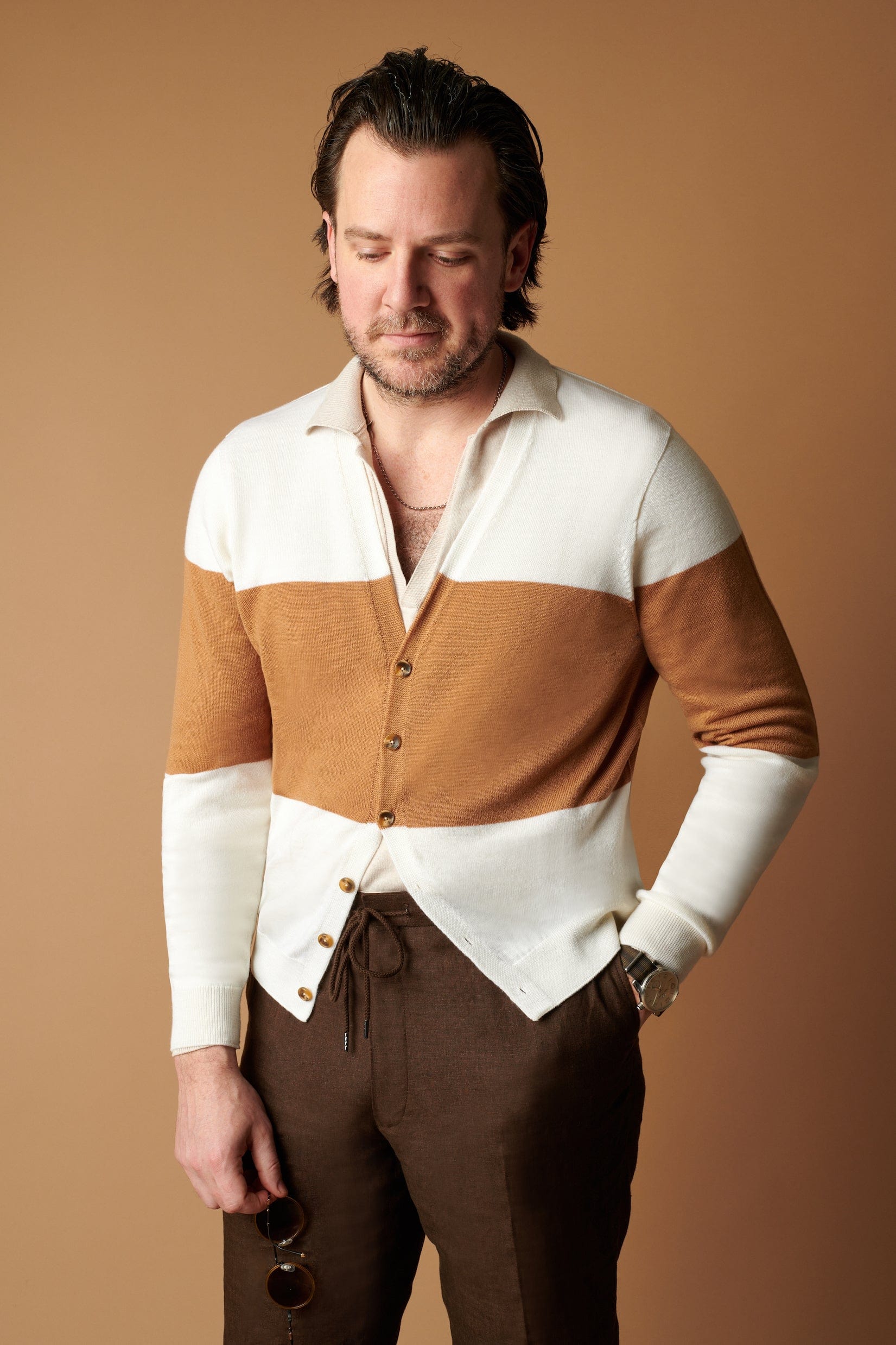 Steph Fine Merino Color-Blocked Cardigan - Image 9