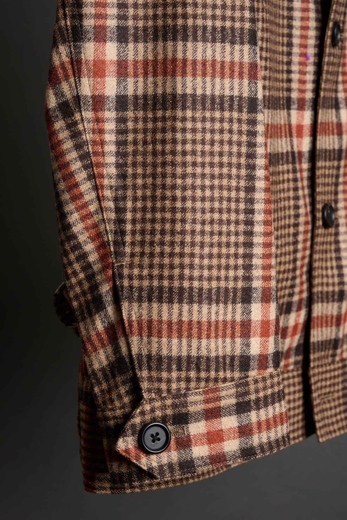 Exploded Plaid Flannel Trucker Jacket - Image 3