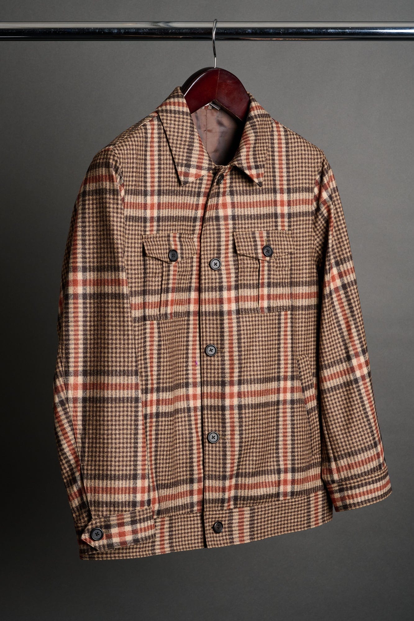 Exploded Plaid Flannel Trucker Jacket - Image 5