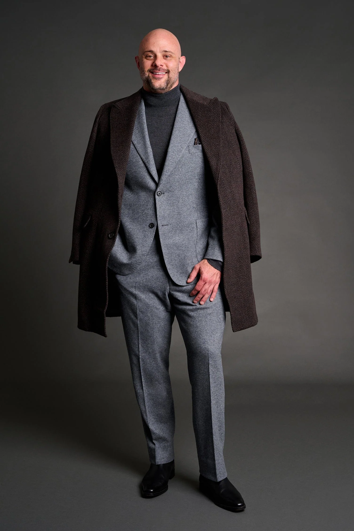 Herringbone Wool Blend Coat - Image 10