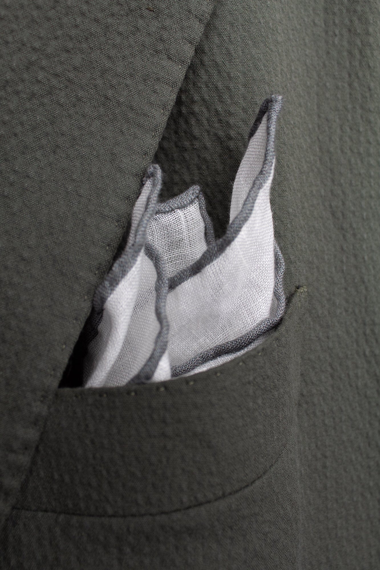 White Linen Tipped Pocket Square - Image 3