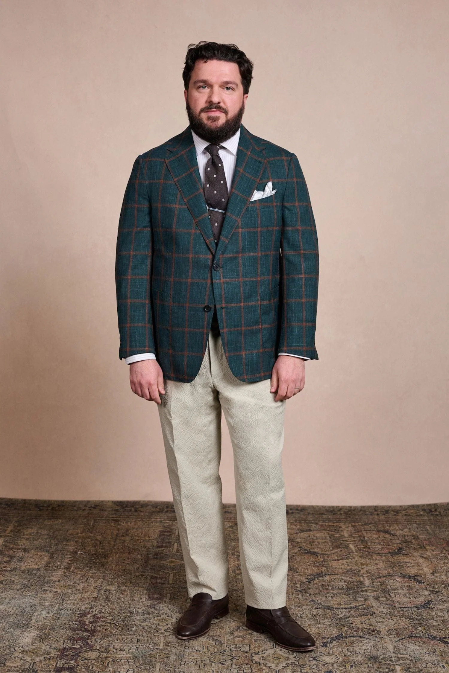 Wool, Silk & Linen Windowpane Jacket - Image 3