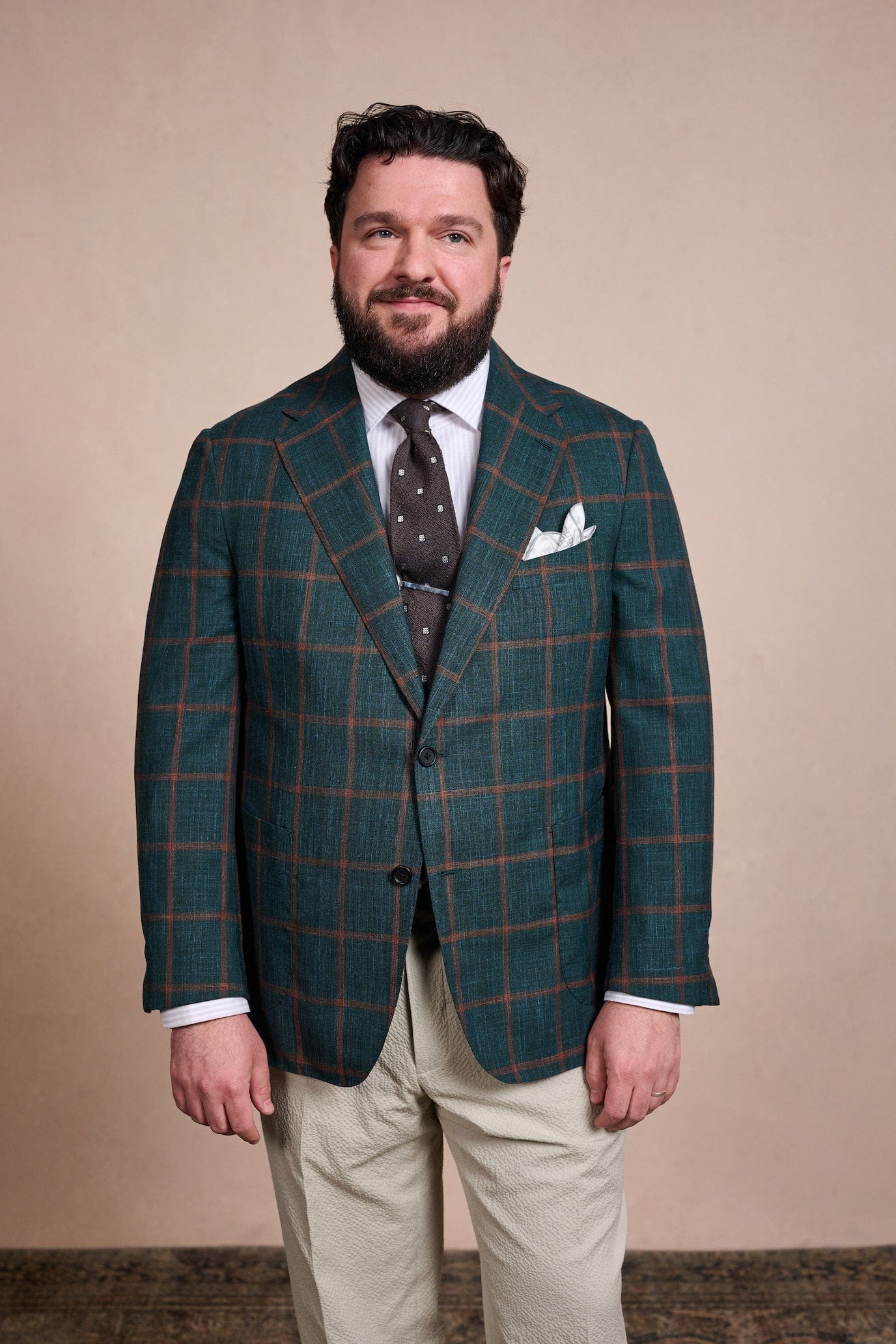 Wool, Silk & Linen Windowpane Jacket - Image 4