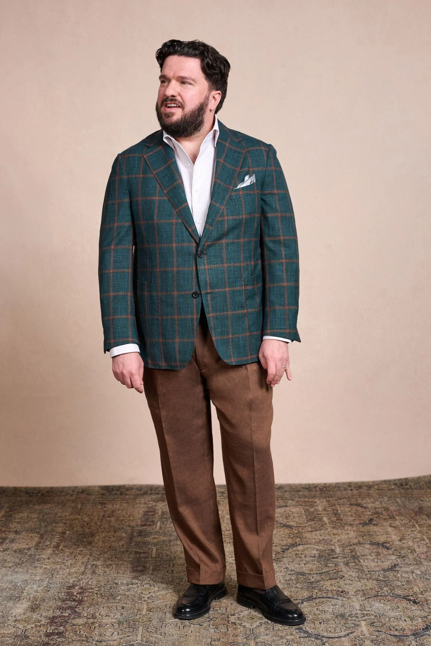 Wool, Silk & Linen Windowpane Jacket - Image 6